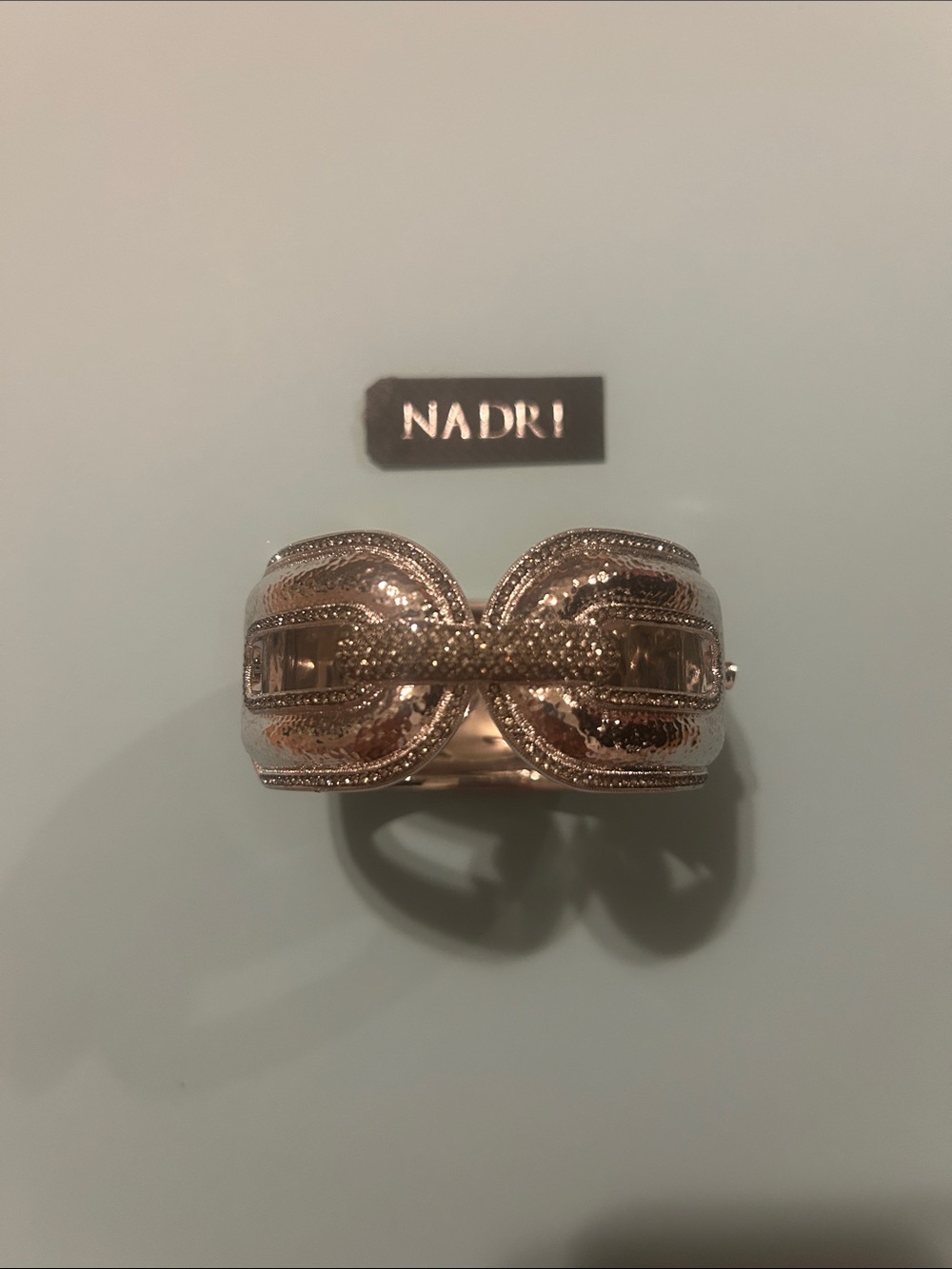 Nadri Silver Crystal-Accented Bow Cuff Bracelet
